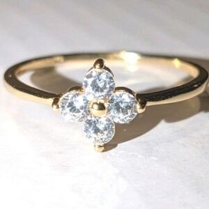 925 Silver 4 Diamond Dainty Ring Lab Created diamond Ring Sz 6